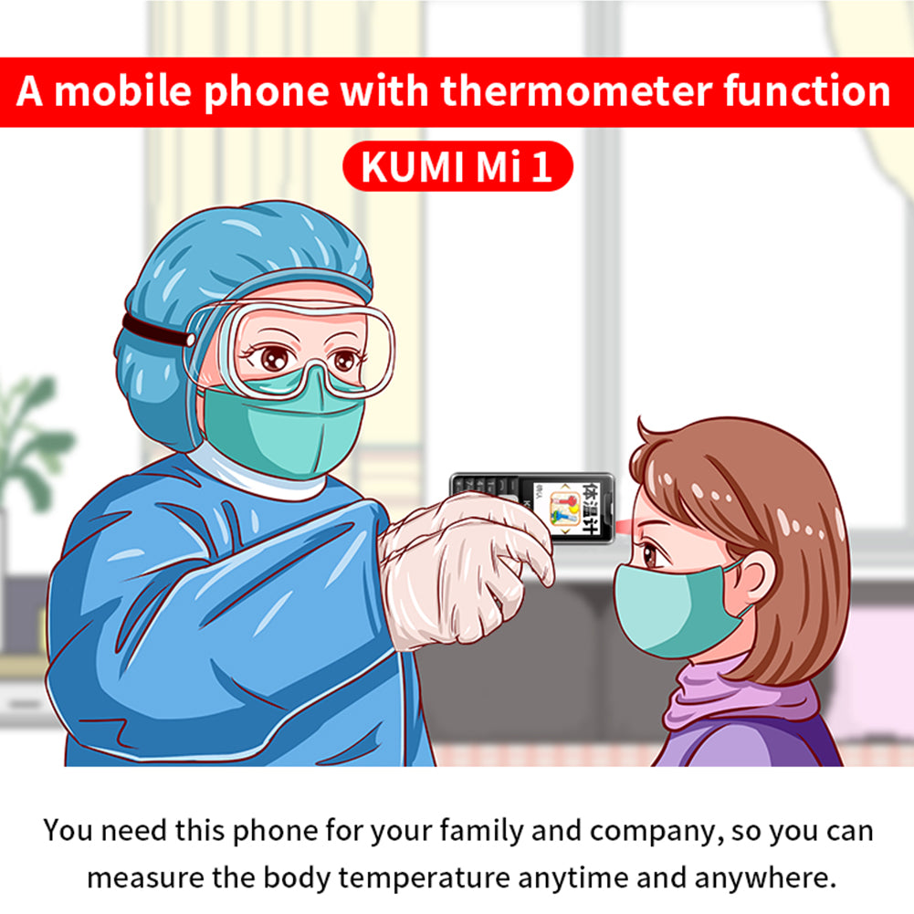 KUMI MI1 World's First Infrared Thermometer Strong Flashlight Big Push-Button Mobile Phone